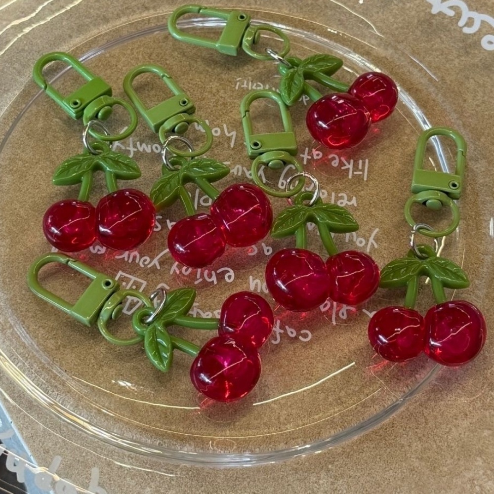 Phone Accessories Red - 2/4pcs 3D Red Cherry Keychain Resin