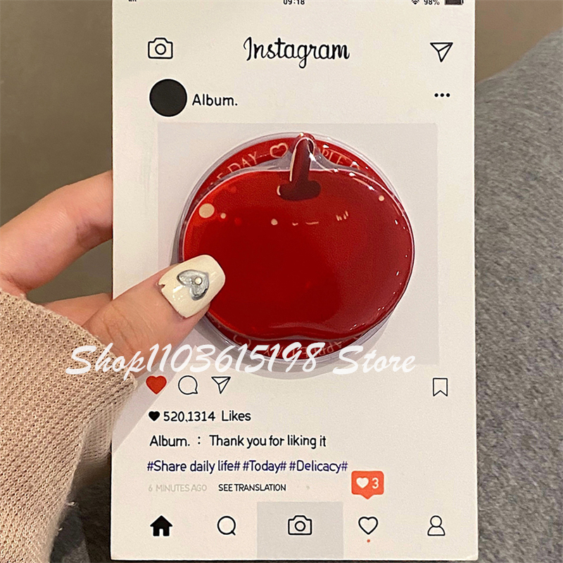 Phone Accessories Red - Korean Cute Cartoon Red Apple Magnetic