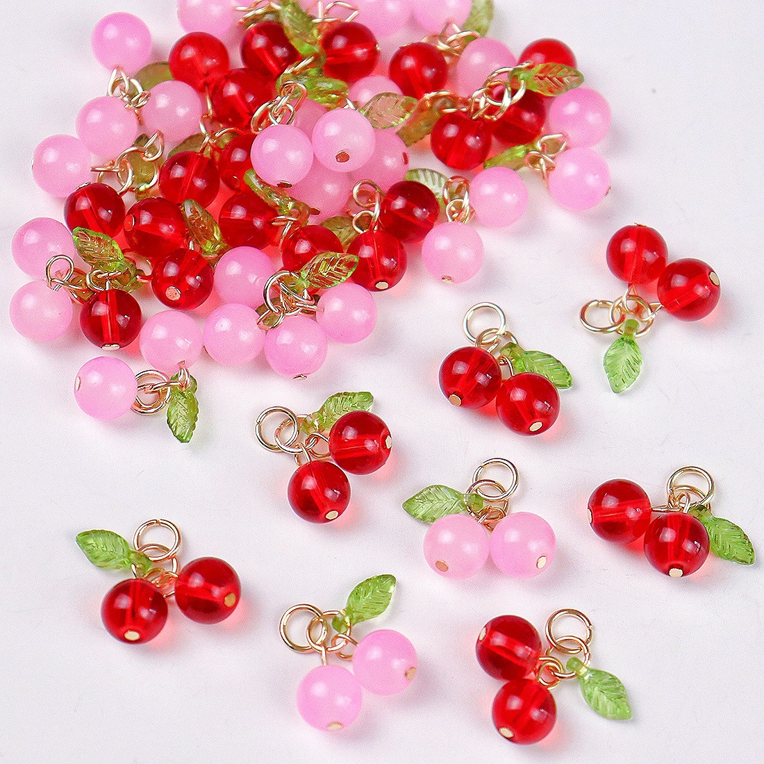 Phone Accessories Red - 50Pcs 3D Sweet Red Cherry Acrylic