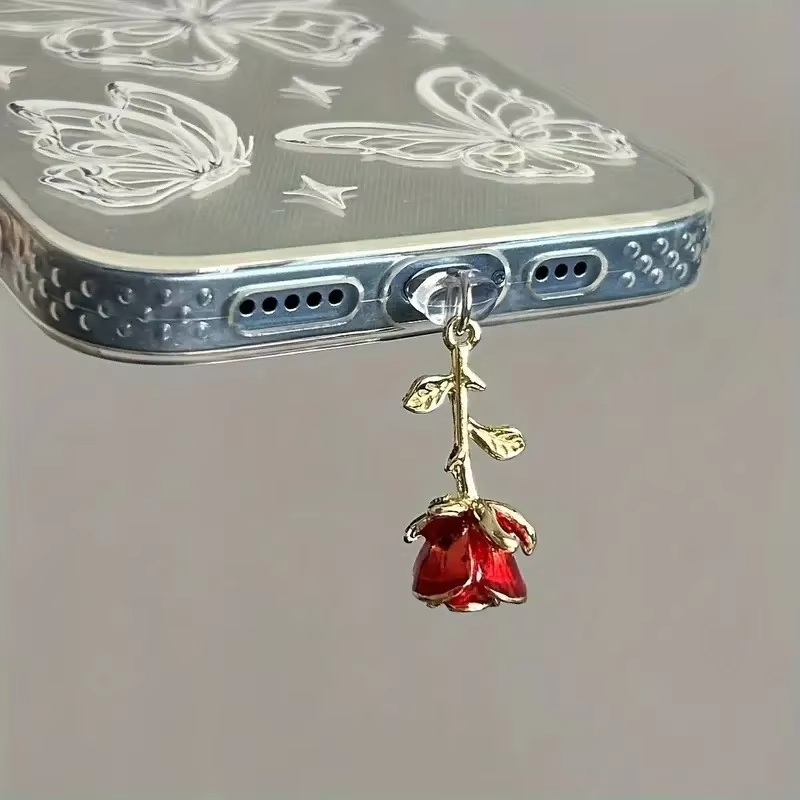Red Rose Dustproof Plug Access - Phone Accessories Red recension och pris