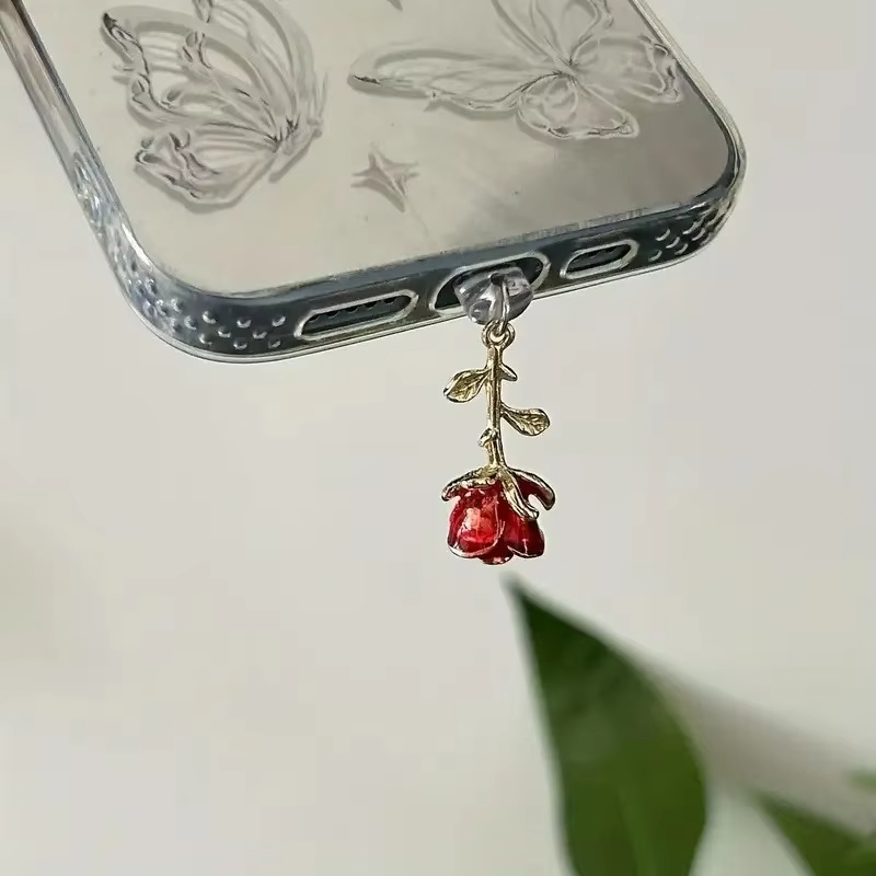 Red Rose Dustproof Plug Access - Phone Accessories Red recension och pris