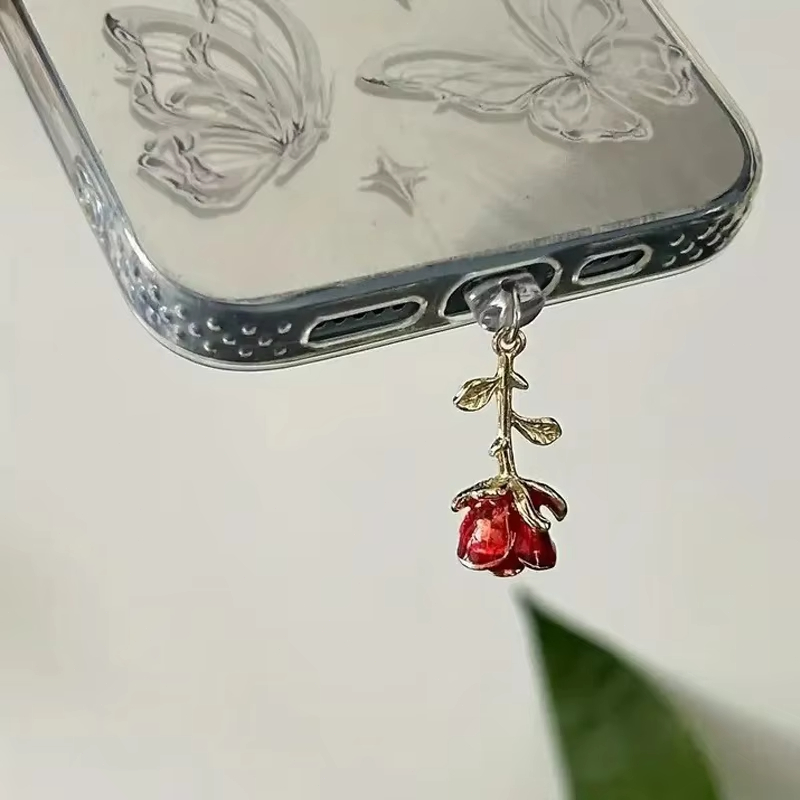 Red Rose Dustproof Plug Access - Phone Accessories Red recension och pris