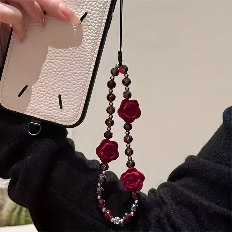 1PCS Wine Red Rose Flower Phon - Phone Accessories Red recension och pris