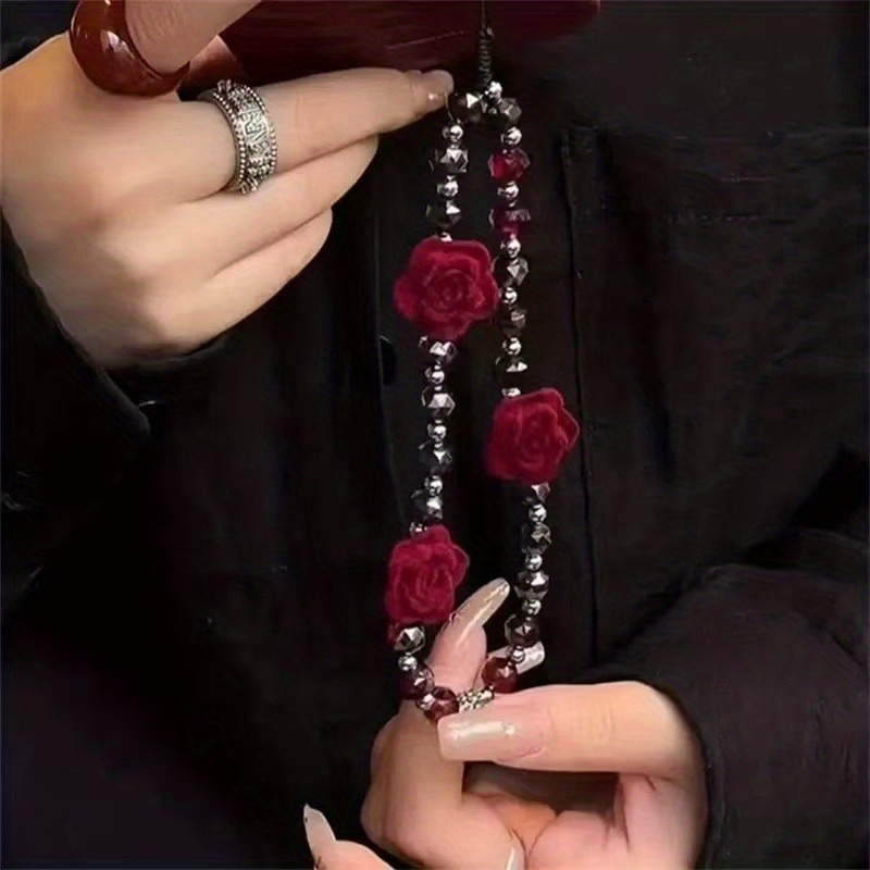 1PCS Wine Red Rose Flower Phon - Phone Accessories Red recension och pris